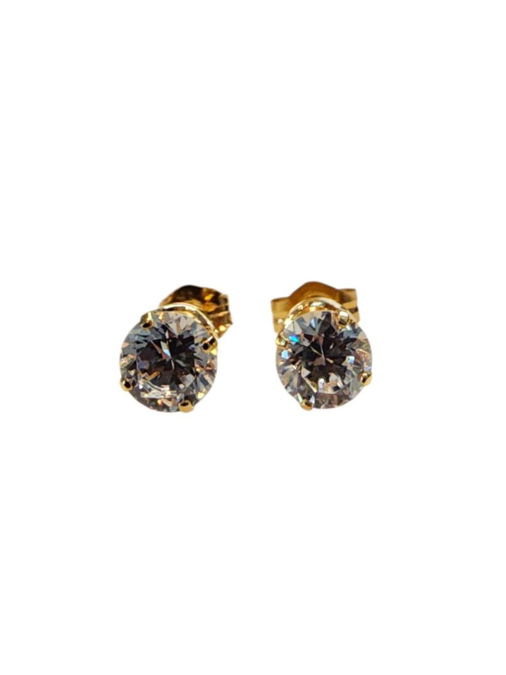 14K Yellow Gold Cubic Zirconia Stud Earrings #25460